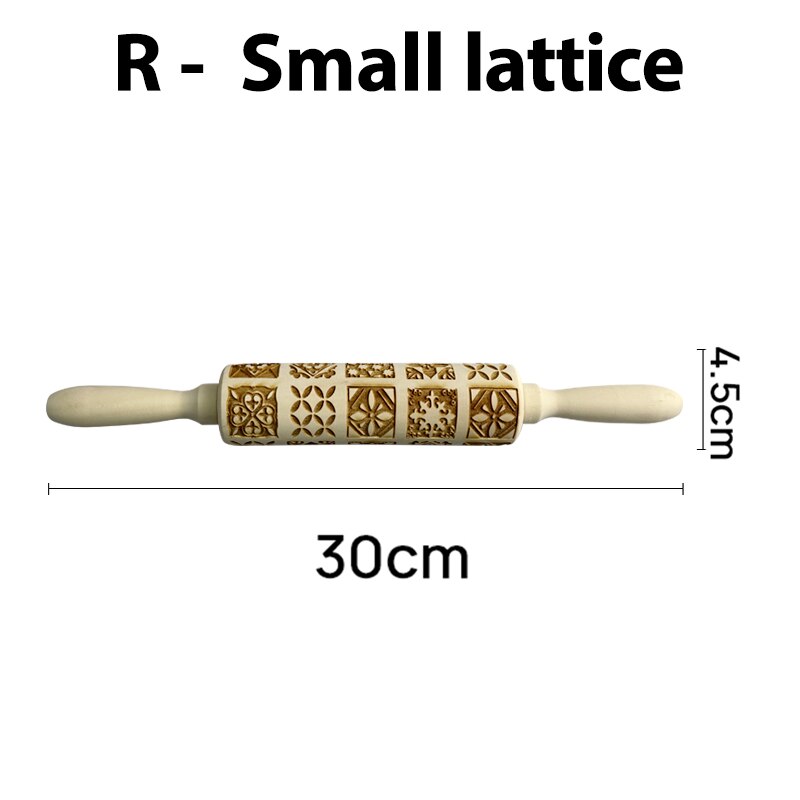 Christmas Embossing Rolling Pins With Patterns Wooden Roller Baking Embossed Cookies kitchen tools elk Snowflak: R-small lattice