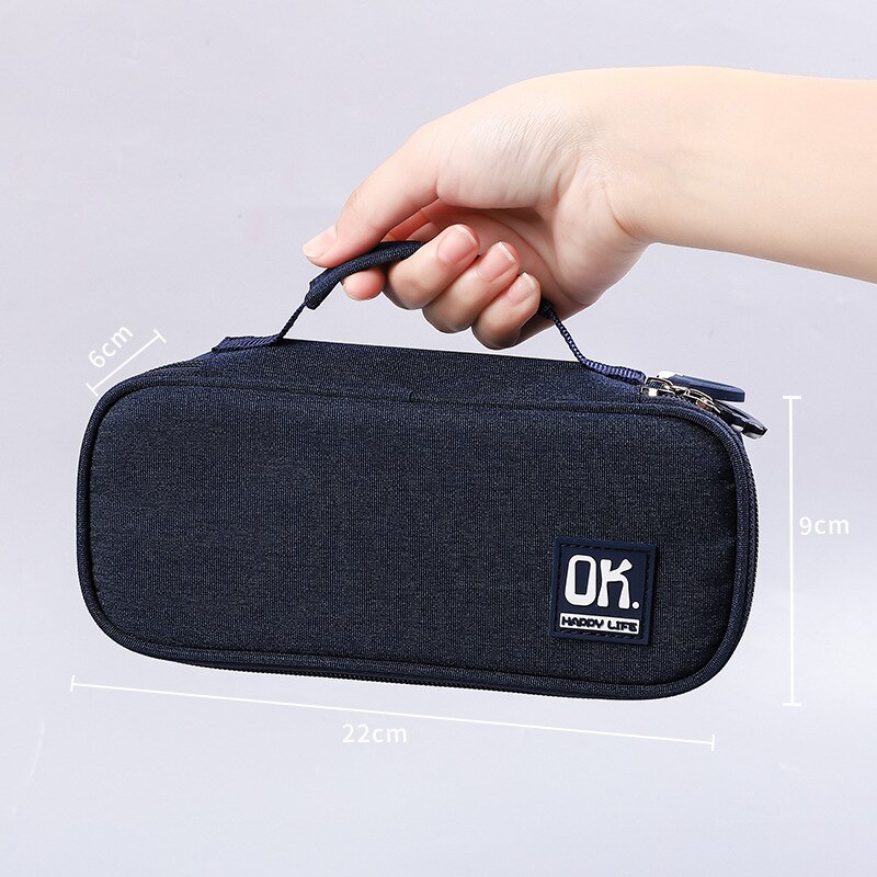 Draagbare Etui Grote Capaciteit Potlood Gevallen Multifunctionele Pencilcase Effen Kleur Estuche Escolar Trousse Scolaire: D Navy