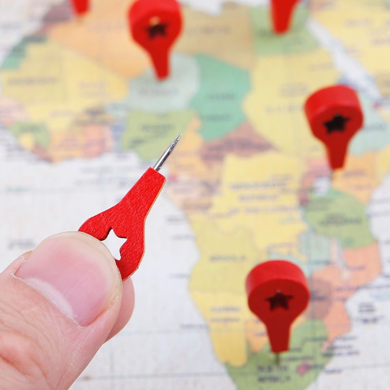 40 Pcs Kaart Markers Houten Tekening Foto Muur Studs Kurk Boord Pins Punaise Pushpins Schilderen Tool