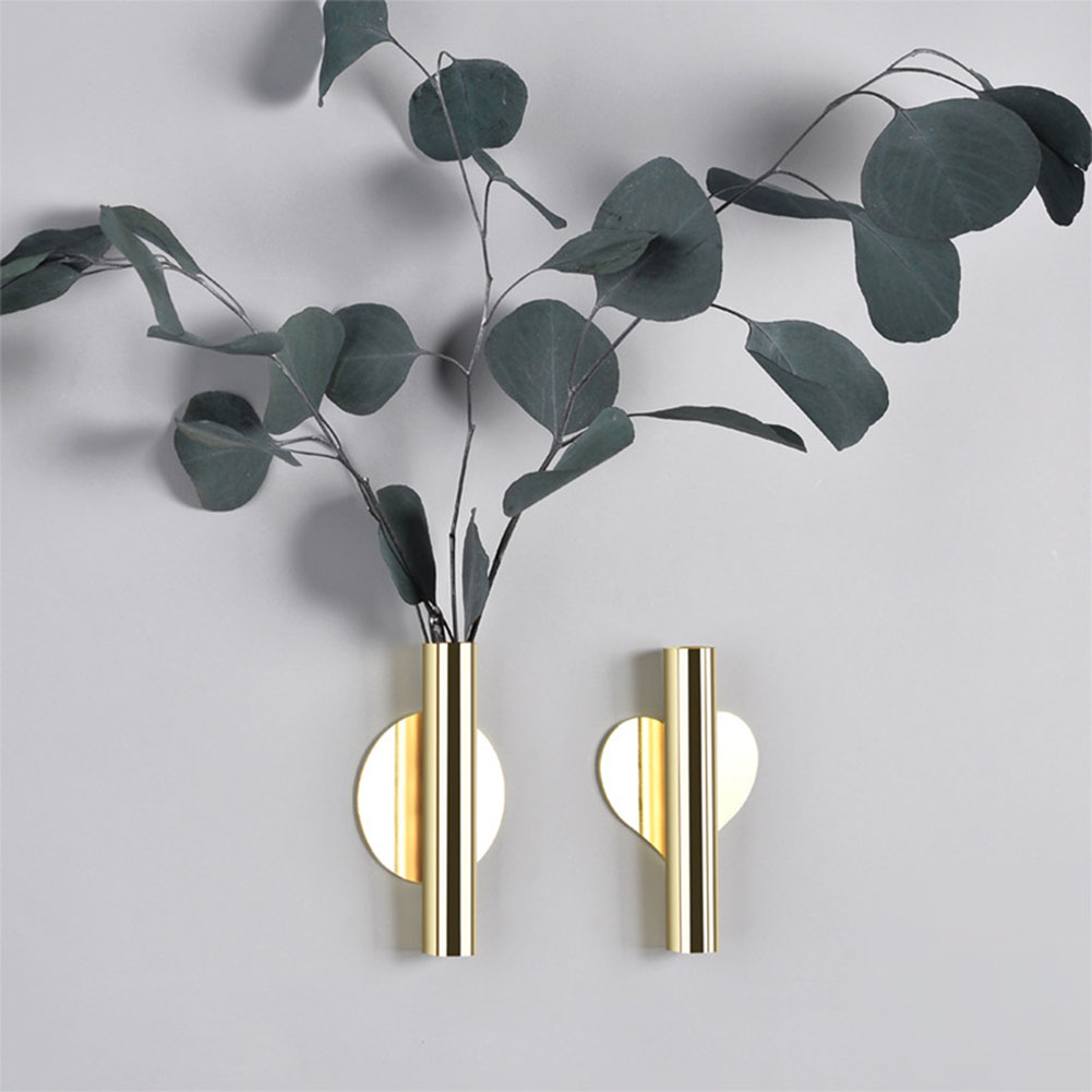 1Pc Nordic Stijl Metalen Muur Bloem Buis Vaas Creatieve Muur Bloem Apparaat Non Geperforeerde Woonkamer Wanddecoratie Hanger