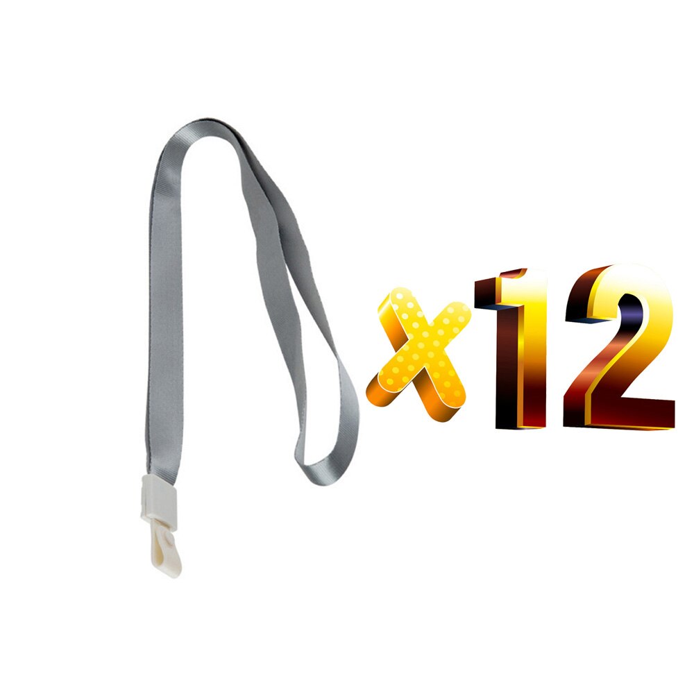 Lot 12pcs Color ID Card Holder Lanyards Soft Hook Badge Holder Strap Safe Neck Hanging Rope Wide Lanyard: Gray Lanyard