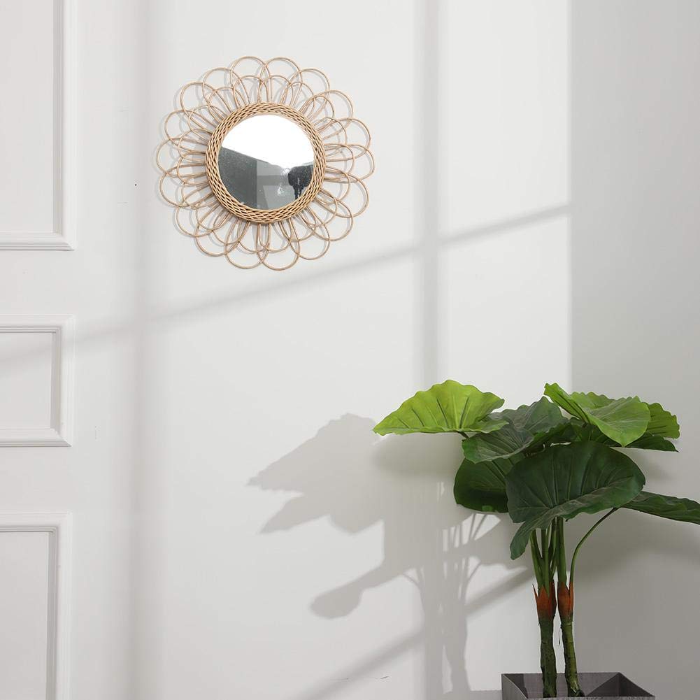Äskettäin riippuva peili rottinki auringonkukka pyöreä seinäpeili boho paju pukeutuminen meikki peilit innovatiivinen art deco pyöreä peili