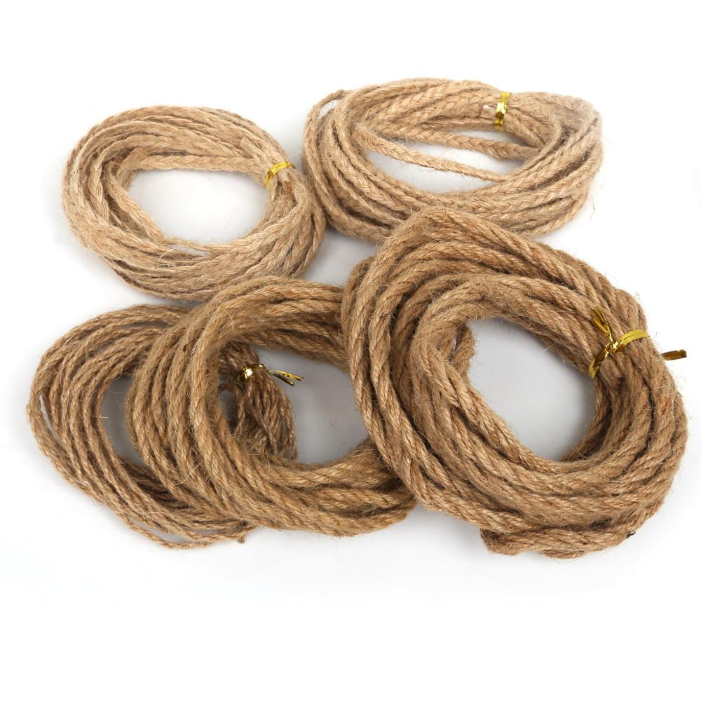 2/4/6mm säckväv band 5m/ parti naturligt hessian jute garn rep för diy rustik bröllop julfest dekoration tillbehör