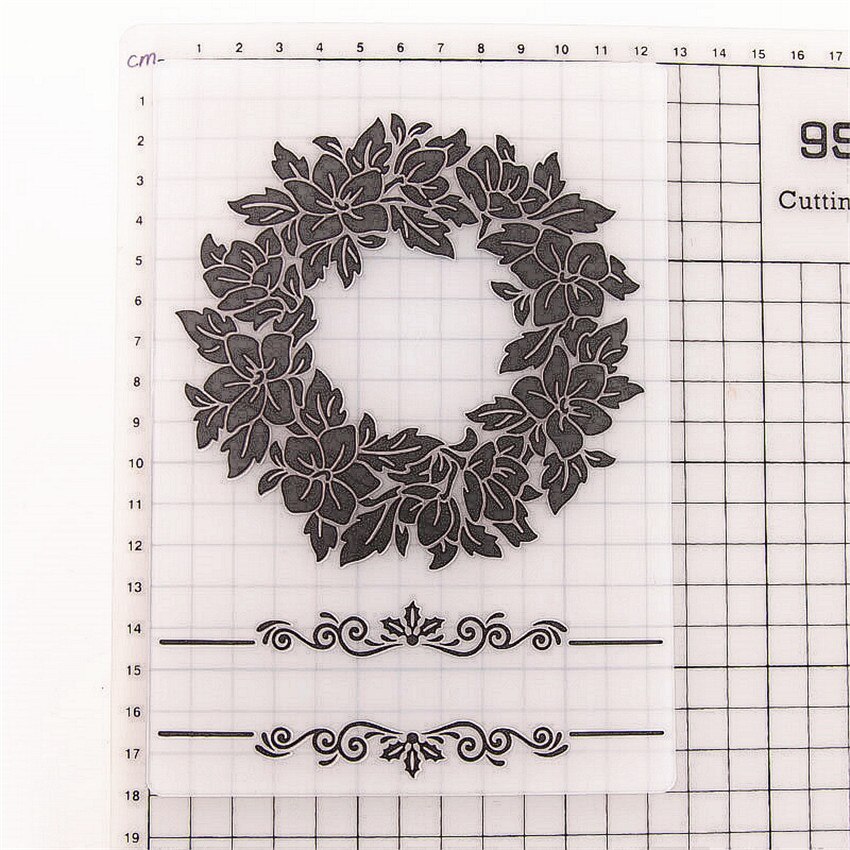 12.6x17.8cm leaf wreath Embossing folders Plastic bump Scrapbooking DIY Template Fondant indentation Cake Photo Album Card Makin