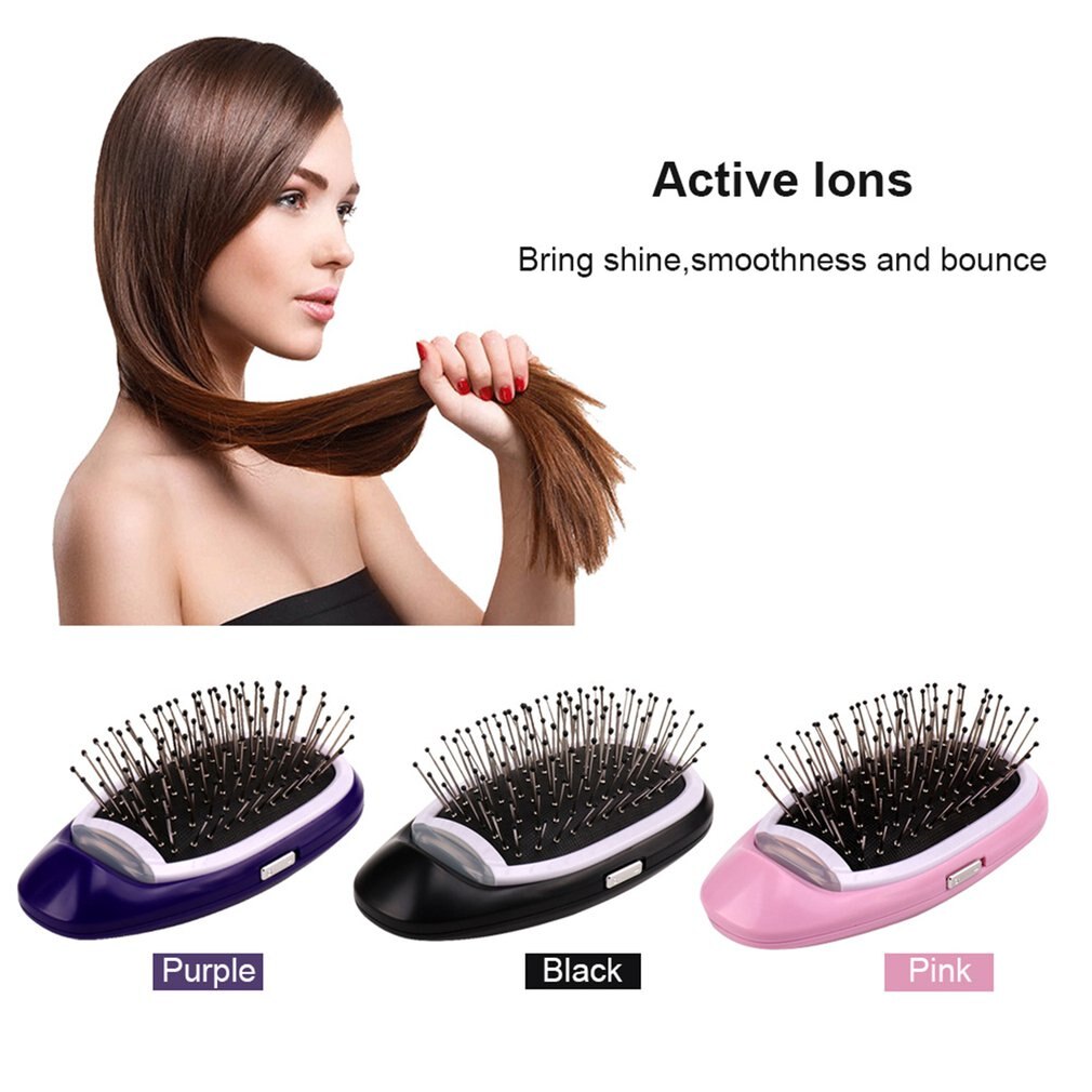 Peine alisador de cabello de iones negativos portátil, antiestático, cepillo eléctrico iónico, peine de peluquería