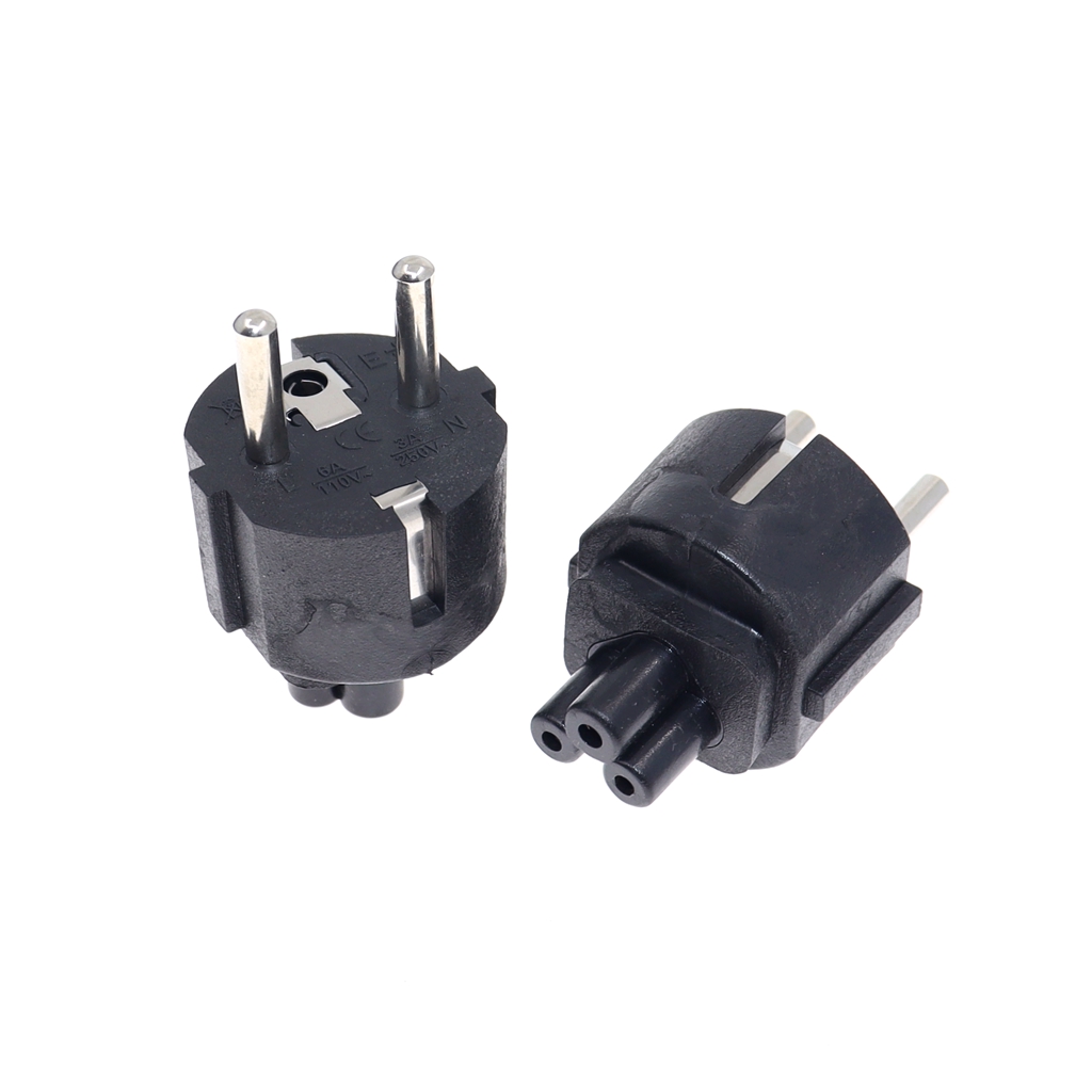European CEE7/7 Schuko 2 Round Pins TO IEC320 C5 Recetacle Power Plug Convertor ,EU-C5 AC Adapter For Laptop
