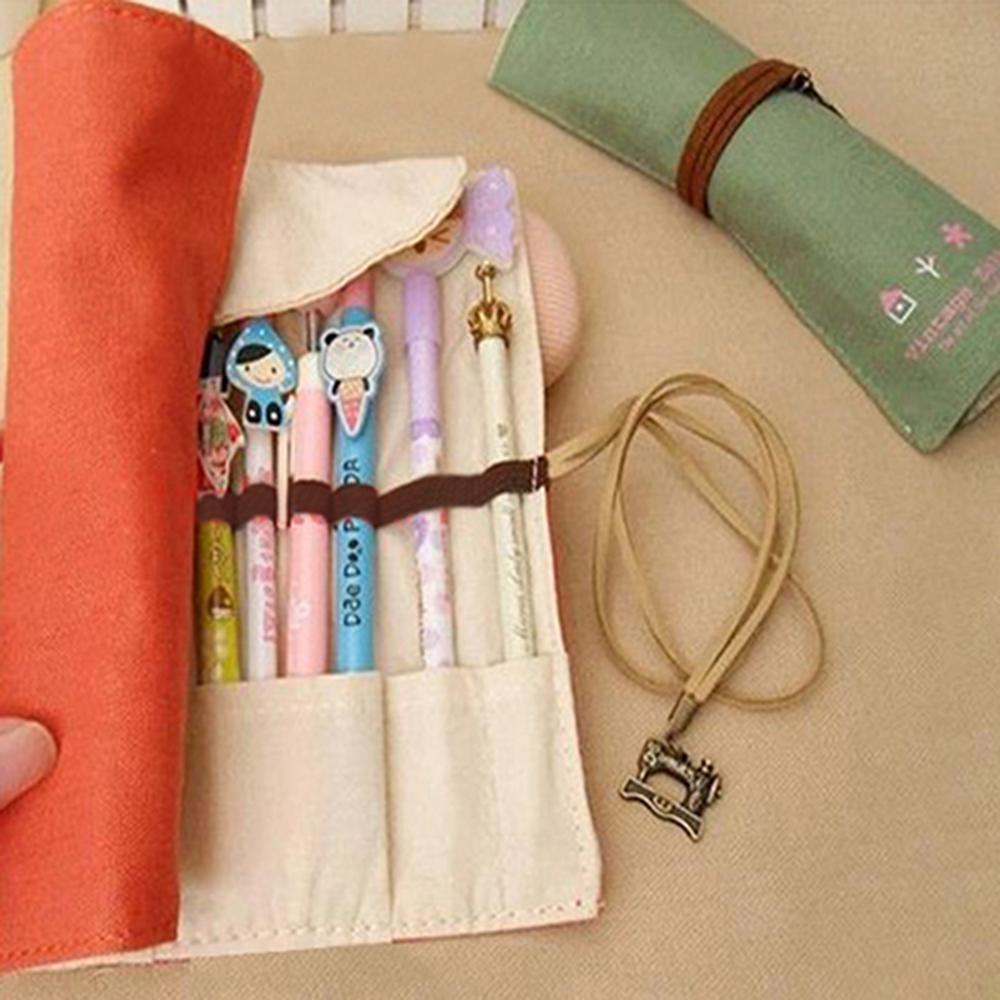 Canvas Tas Houder Wrap Roll Up Briefpapier Pen Borstels Make-Up Etui Pouch School Etui Schoolbenodigdheden