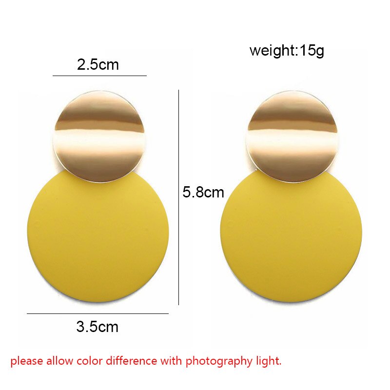 Korean Geometric Statement Hanging Earrings for Women Gold Round Circle Earring Punk Metal Earring Ear Jewelry