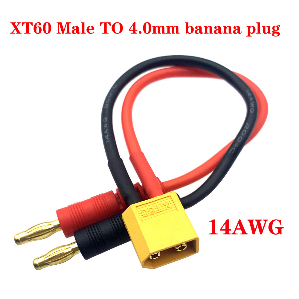 XT30/XT60 naar Banaanstekker Batterij Lipo Charge Connector 14AWG Voor Balanceren Batterij Hoge temperatuur Ultra Zachte Siliconen kabel: WHITE