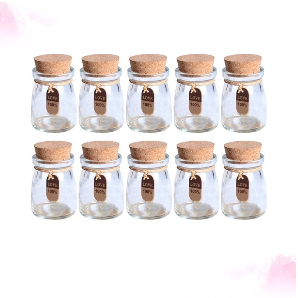 10pcs 100ml Glass Jars with Cork Lids DIY Wishing Bottle Wedding Favors Apothecary Jars Honey Pot Bottles Pudding Glass Bottle w