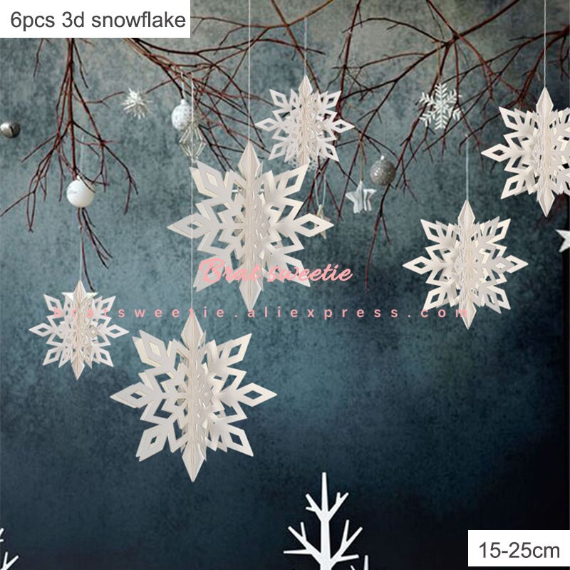 Isdronning prinsesse fest snefnug baggrund til fotografering vinyl baggrund vinter fødselsdagsfest dekorationer børn vægindretning: 6pc hvid sne
