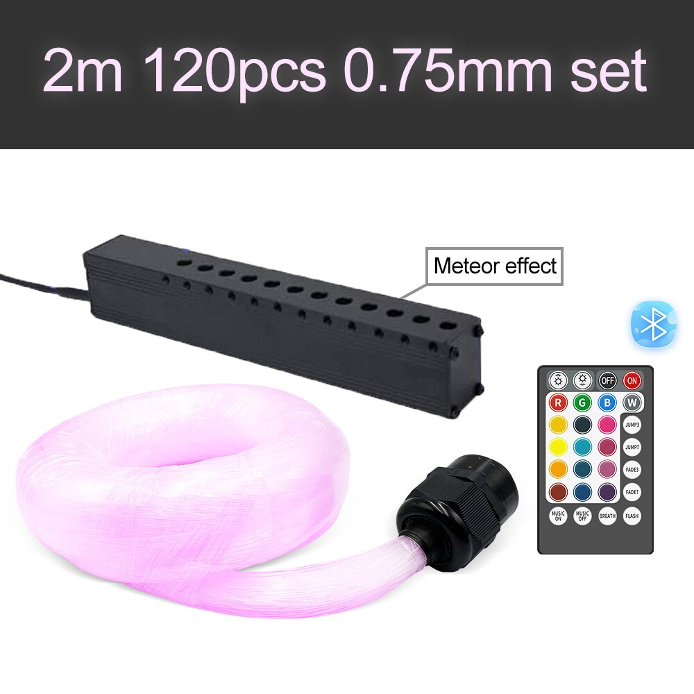 Smart APP control RGBW Optic Fiber Shooting starlight Ceiling Lights 16W Optical Fiber Cable for Car Decoration: 2m 120pcs 0.75mm set / EU plug