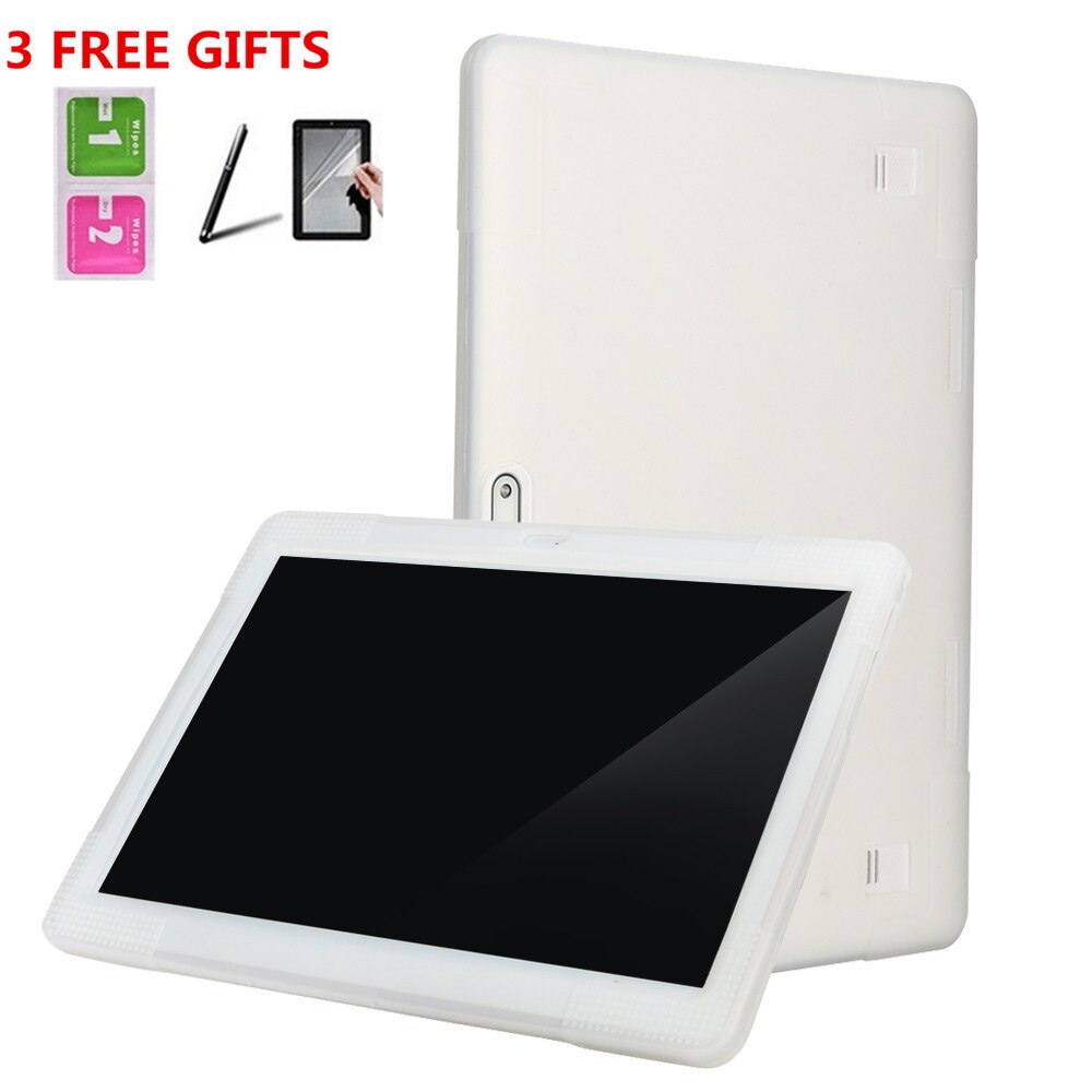 Siliconen Cover Case Voor 10 10.1 Inch Android Tablet Pc + Potloden + Film Tablet Cover Universal Siliconen Bescherm Shell # LR3: White 