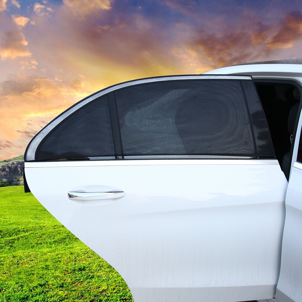 2 uds 110*50CM Ventana de privacidad de sombra de Sol Negro cubierta de malla UV Protector para la mayoría de Auto lateral del coche parasol de ventanilla trasera
