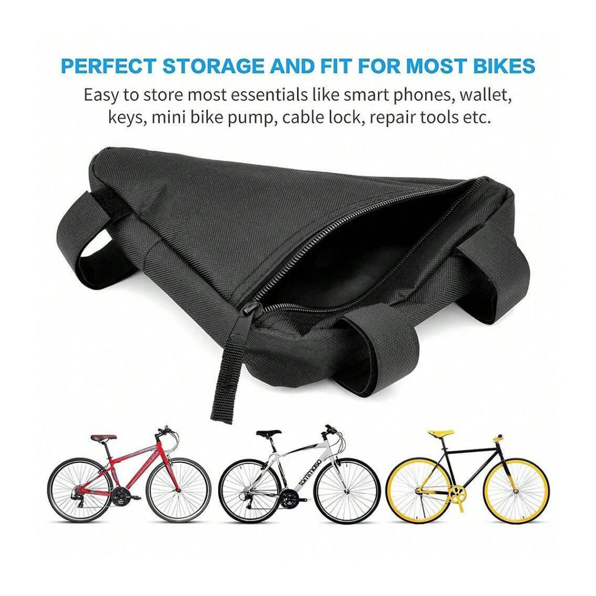 Paquete de herramientas triangulares para bicicleta, bolsa para SILLÍN de bicicleta de montaña, barra Horizontal de tubo superior, accesorios para bicicleta, 1 ud.
