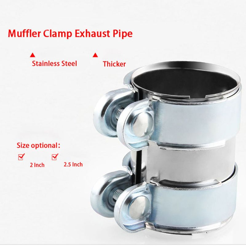 Automotive Universal 2/2.5 Inch Exhaust Band Clamp Stainless Steel Lap Joint for Muffler Catback Pipe Connector Repair