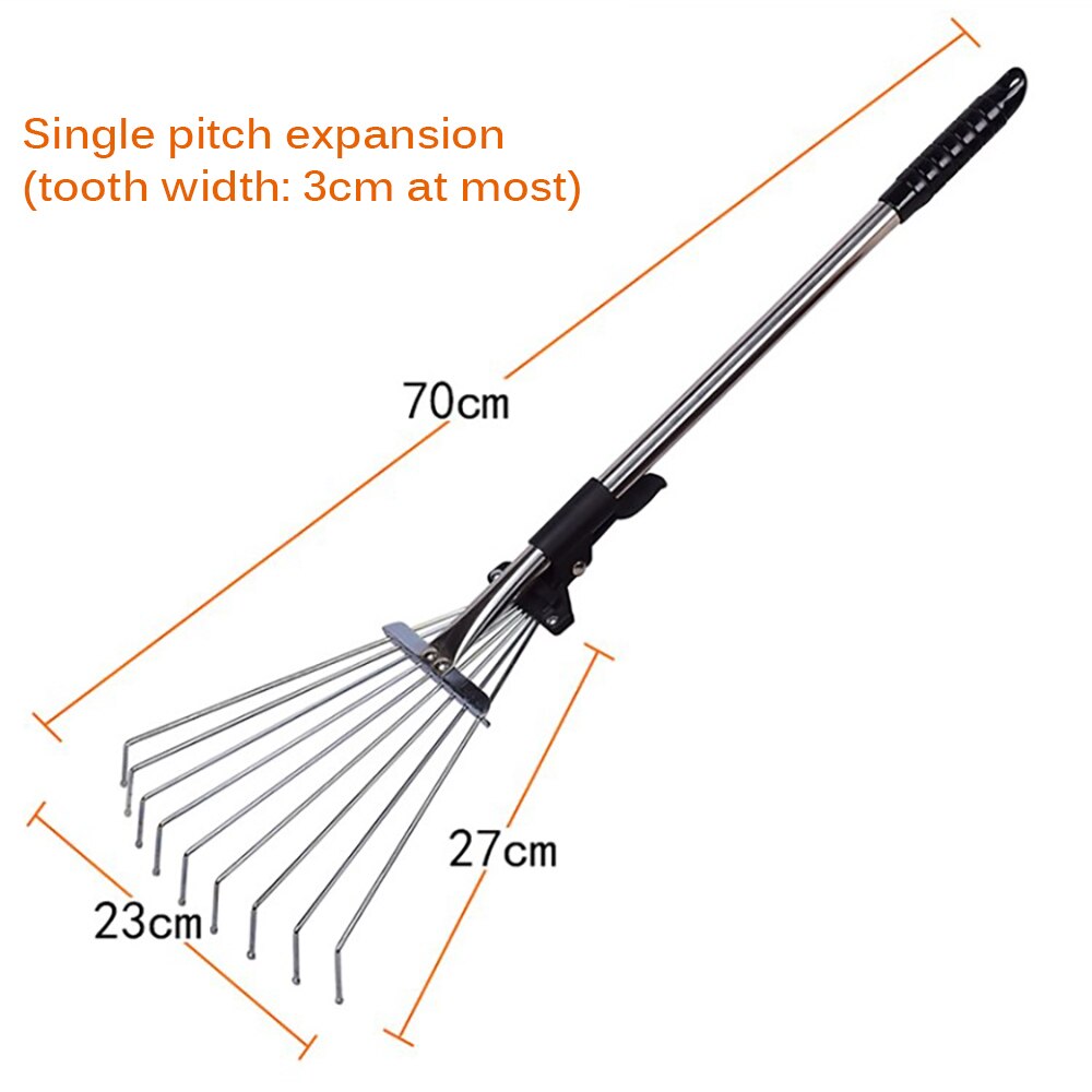 Scalable Garden Rake Extendable Leaves Rake With Flexible Teeth Rod For Garden Backyard Lawn Farm Street 9 Teeth Home Garden