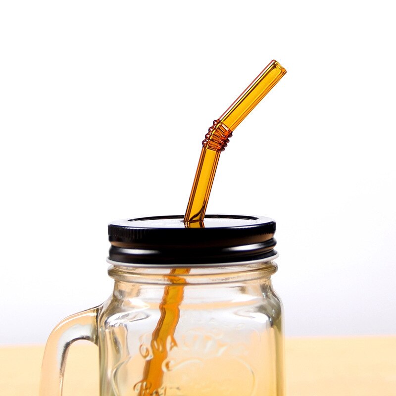 Paja de beber de vidrio paja de colores vaso pajillas de alto borosilicato resistente al calor rectas curvadas