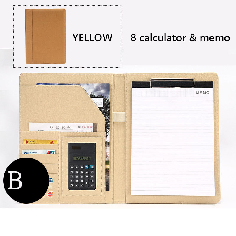 Datei Mappe A4 mit Taschenrechner Multifunktion Datei Papier Organizer Manager dokumentieren Pads Aktentasche Padfolio Tasche Geschäft Lieferungen: YellowB