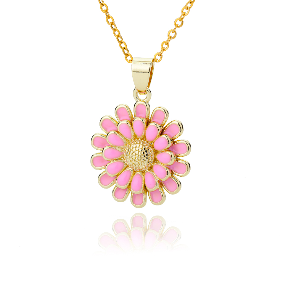 Leuke Daisy Kettingen Voor Vrouwen Rvs Gouden Ketting Chrysant Emaille Hanger Ketting Bohojewelry Bijoux Femme: 1