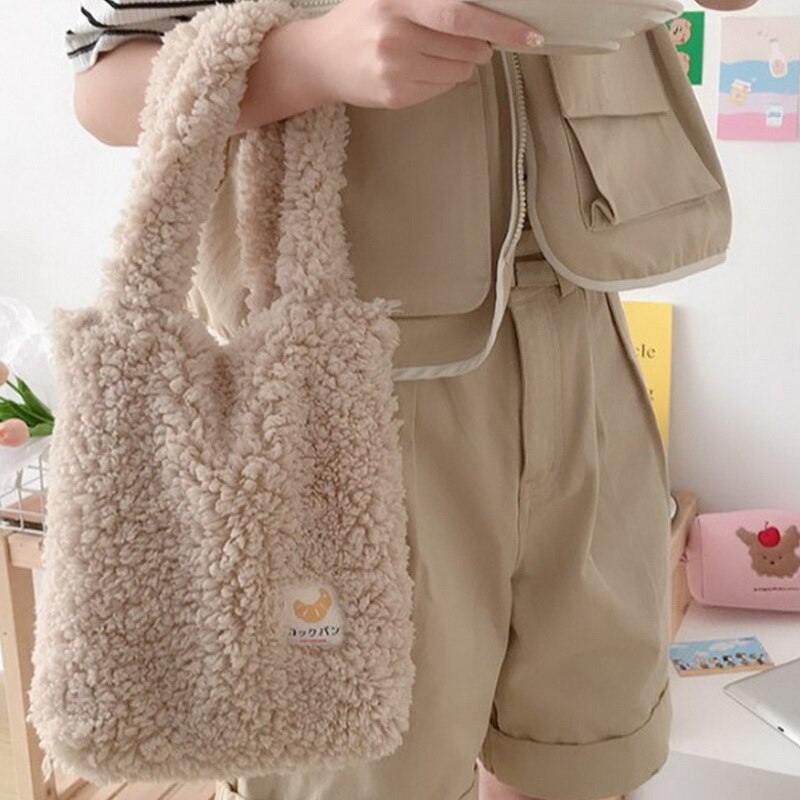 Winter Wolle Große Kapazität Nette Einfache Käufer taschen frauen tasche Handtaschen neue Schulter Taschen Weibliche: khaki