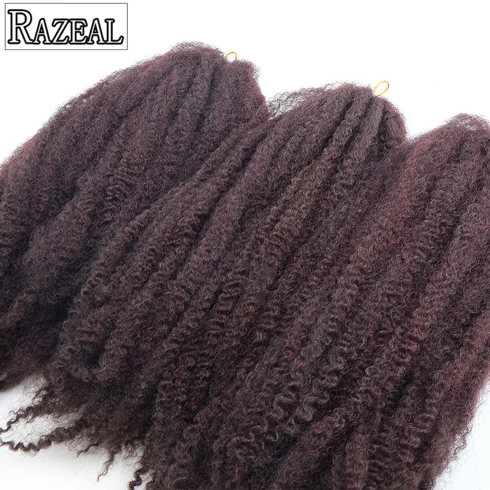 6 kpl razeal afro kinky twist hiukset virkattu marley punos synteettinen ombre letitys hiukset korkean lämpötilan kuitu