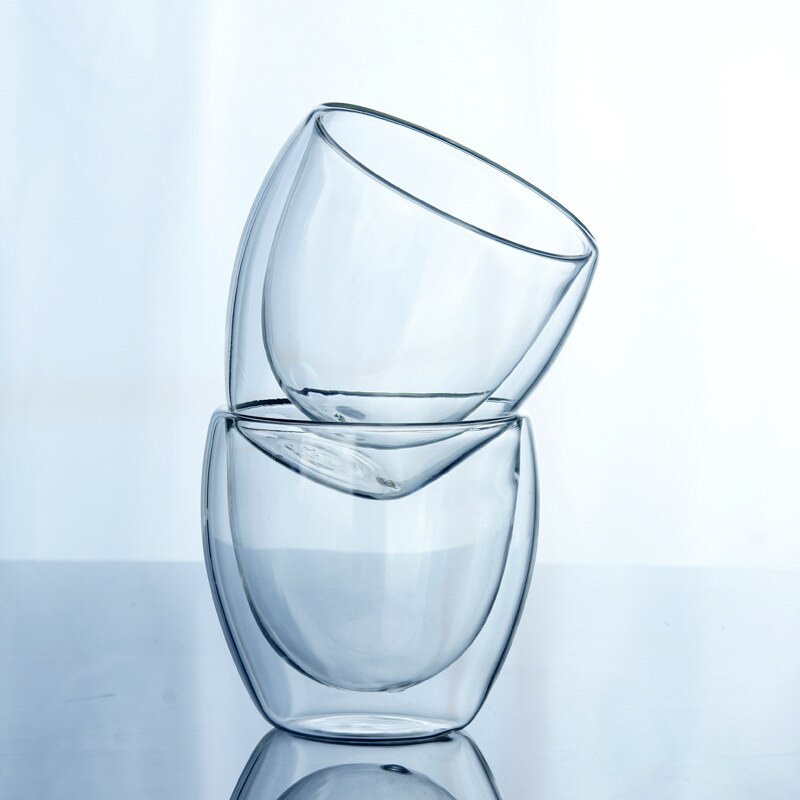 Dobbelt Vegget Glasskopp - 150ml, 250ml, 350ml, 450ml - Termisk Isolert Kaffe, Te, Vin, Øl