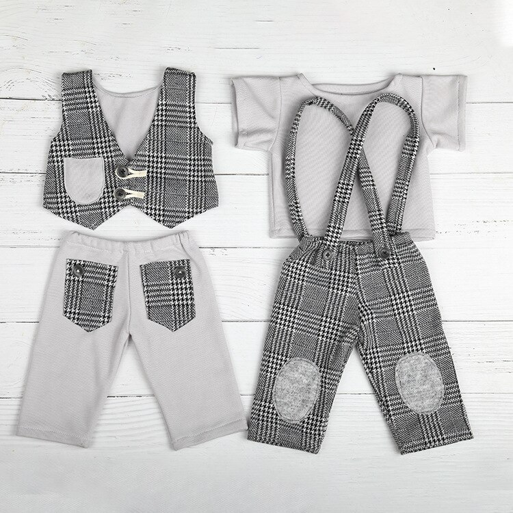 0-1M Neue Geboren Baby Kleidung Mädchen Jungen Hut Plaid Kostüm Wenig Gentleman Neugeborenen Fotografie Requisiten Foto Studio zubehör Hosen