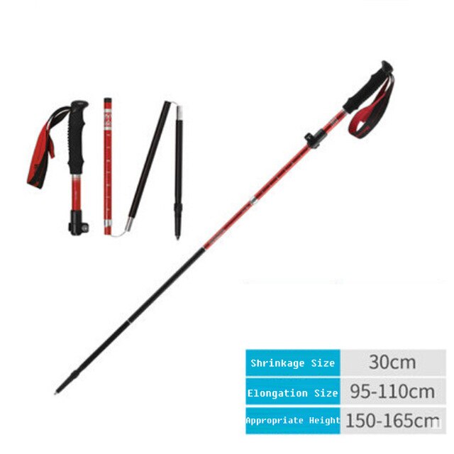 Naturehike 2 Stuks Aluminium Trekking Poles Ultralight Verstelbare Wandelstokken Nh 1 Paar Canes: Red S  (1 pair)