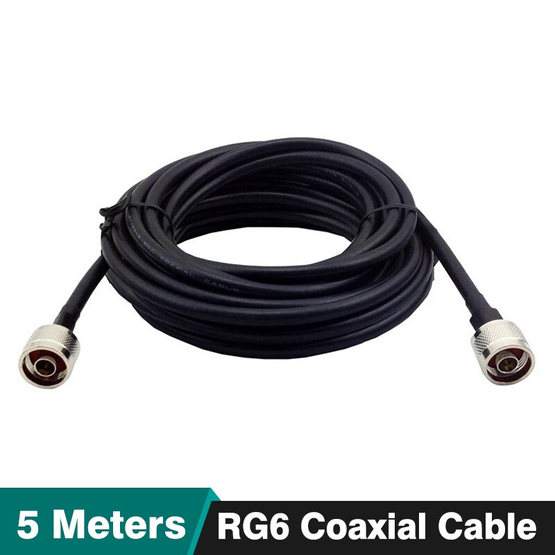 5 Meters Black RG6 Coaxial Cable N Male to N Male Connector Low Loss Coax Cable for Connecting Antenna and Signal Booster