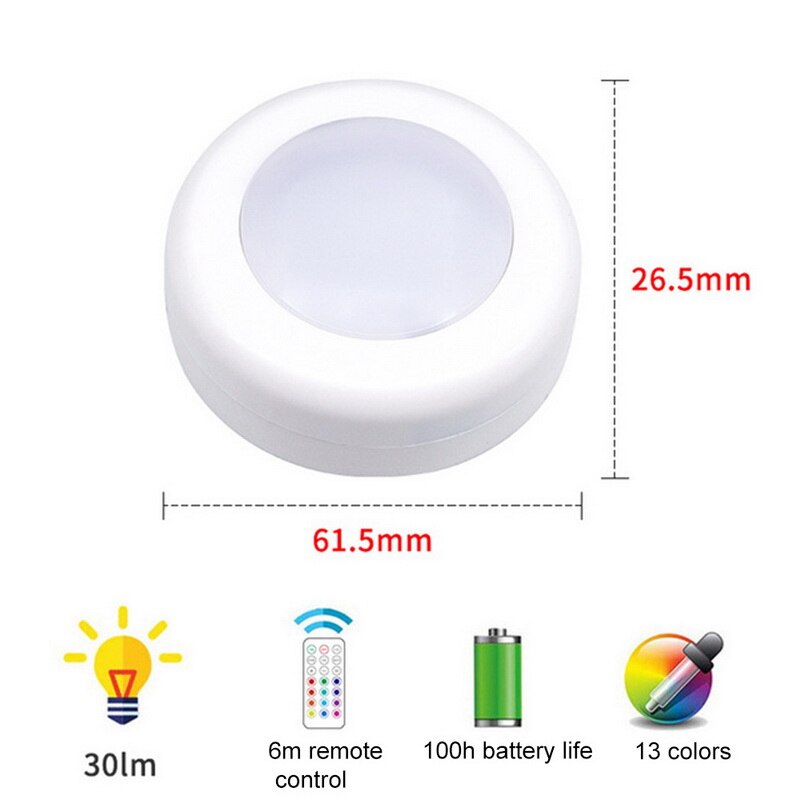 LED Color Changing Puck Lights Dimmable Under Cabinet Lights With Remote Control For Kitchen Stairs Closet