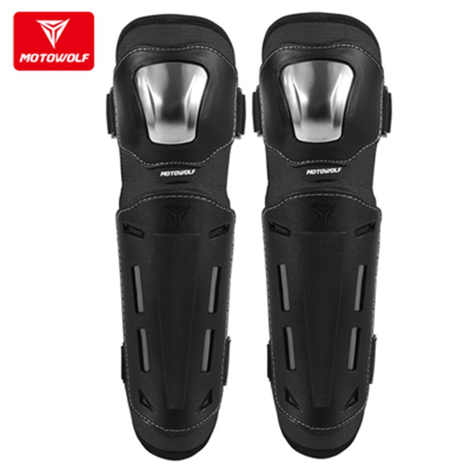 Universal Motorcycle Long Knee Pads Winter Warm Protective Gear Riding Fall-proof Windproof Stainless Steel Four-piece Set: Knee pads