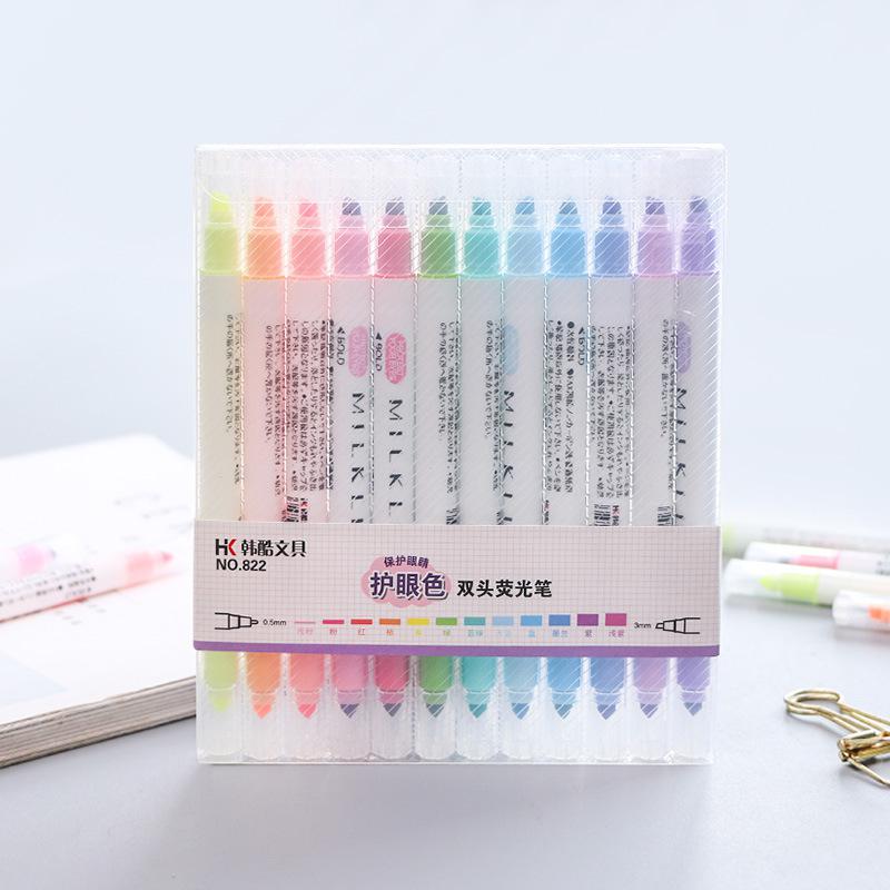 Adeeing 12 Pcs Double Head Nite Writer Pen Marking Pen School Office Supplies double head Nite Writer Pen QCKr57: Default Title