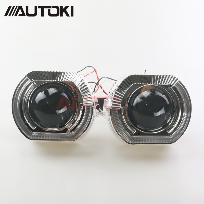 Autoki sport led ängelögon+ bi xenonlins projektor strålkastare för bil eftermontering dagsljus 2.5/3.0 h4 h7