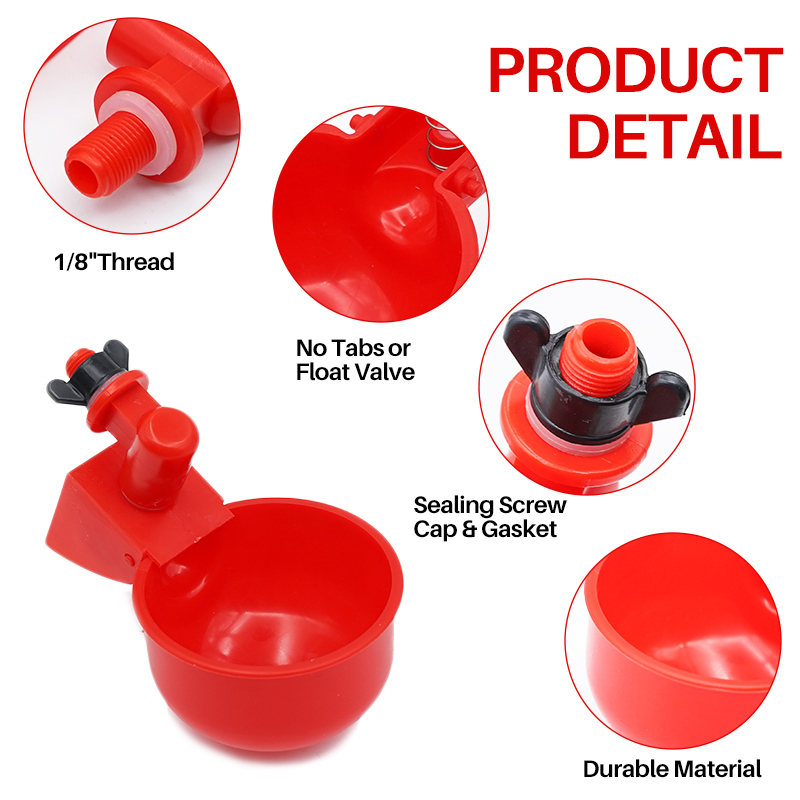 Bebedero para pollos, taza para aves de corral, bebedero automático para pollos, bebedero de plástico para aves de corral, alimentador de agua potable para pollitos y patos, 6 uds.