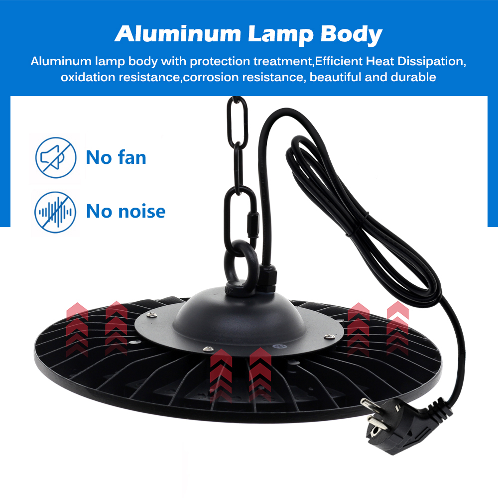 Ac220v led høybaylys 100w 150w 200w smd 2835 4000k 6000k høy lysstyrke kommersiell industriell garasje verksted ufo-lamper