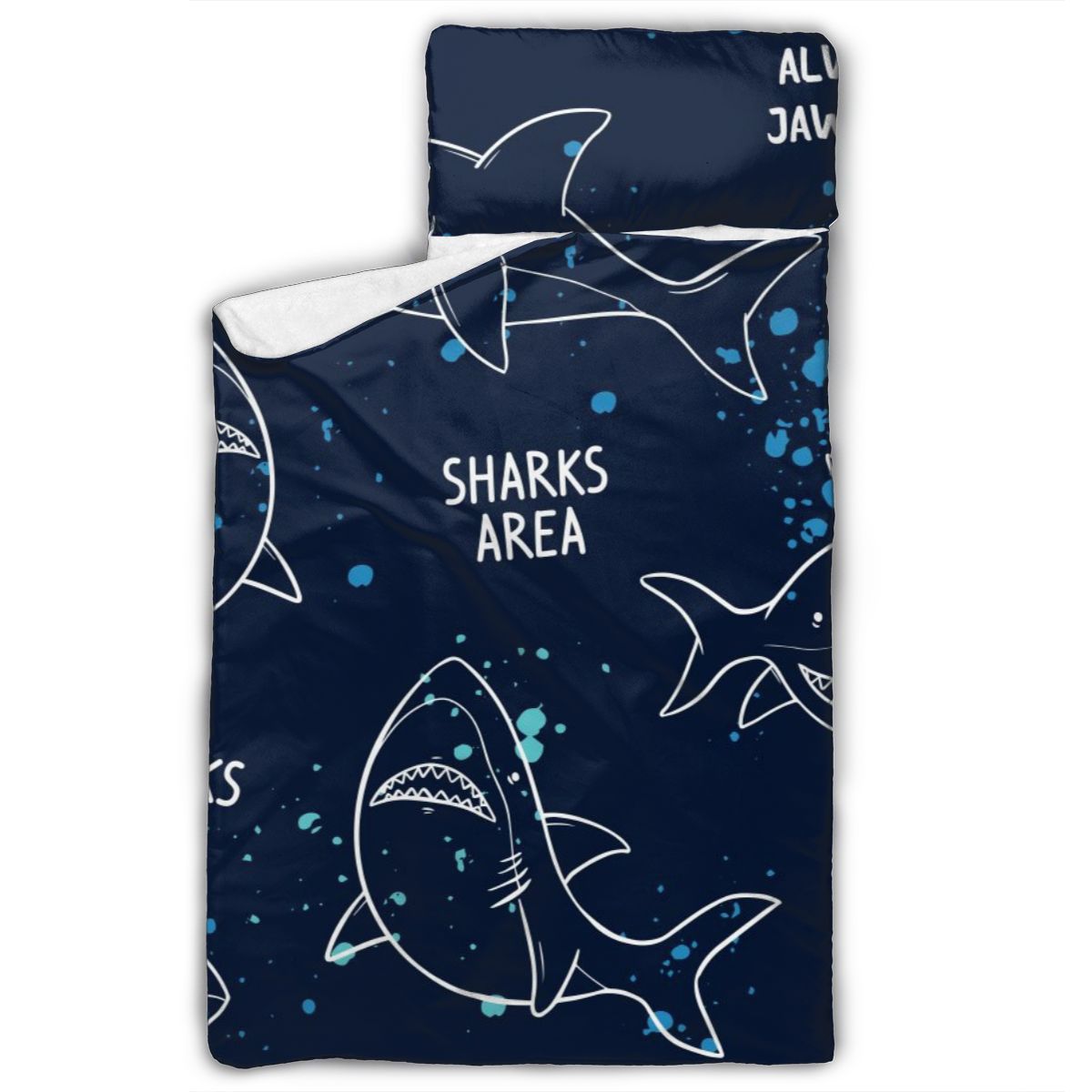 Requins dessinés à la main matelas enfant en bas âge sieste tapis de couchage maternelle enfants ensemble de literie avec oreiller: Default Title