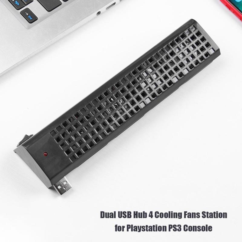 Estación de ventiladores de refrigeración para Playstation PS3 (40G/80G), accesorios de consola con USB 2,0 Dual, Hub 4