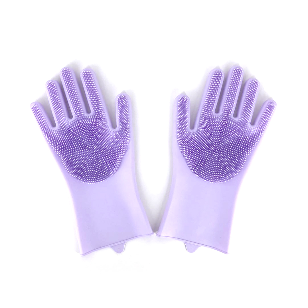 1 paar Handschuhe Küche Silikon Reinigung Handschuhe Magie Silikon Gericht Waschen Handschuh für Haushalt Wäscher Gummi Küche sauber Werkzeug: Pflaume