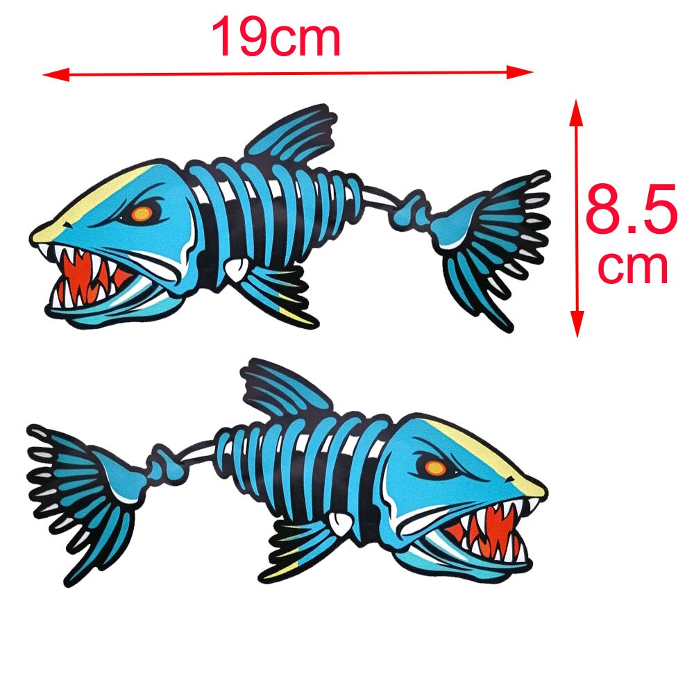 2Pcs Self Adhesive Skeleton Fish Bone Decal Fishing Sticker For Kayak Canoe Fishing Boat Car Truck Window: Blue A
