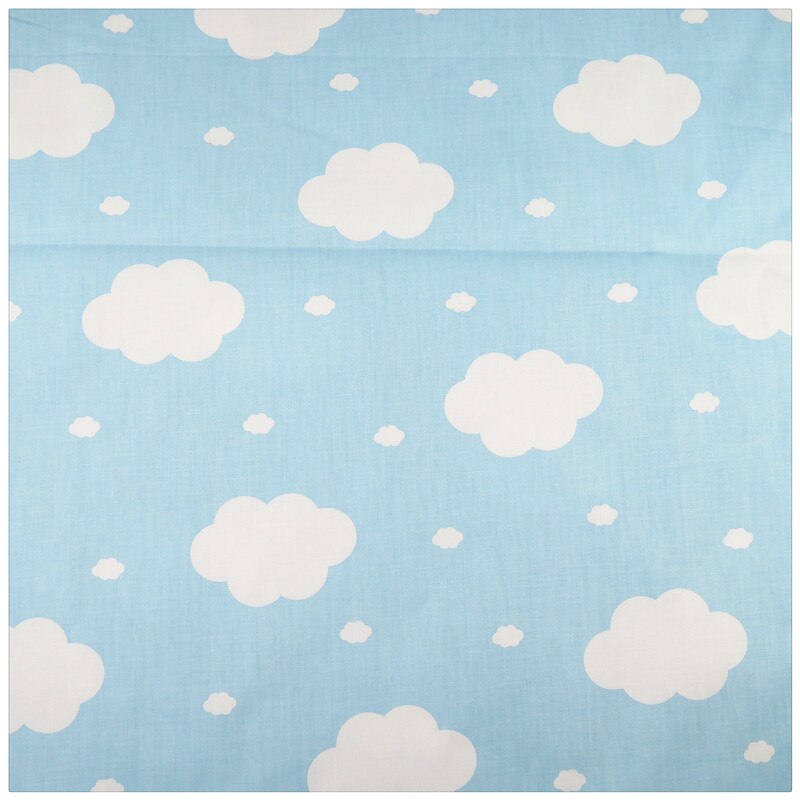 100%  bomuldsstof blå skyer baby sengetøj dekoration diy stof patchwork quiltning sy klud håndværk væv hjem tekstil