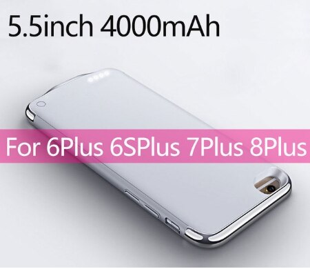 Fundas de carga de batería externa para iphone 6 6s 7 8 Plus, funda de carga de batería de Banco de energía ultradelgada para iphone 6 6s plus: 6plus 6splus(Silver)