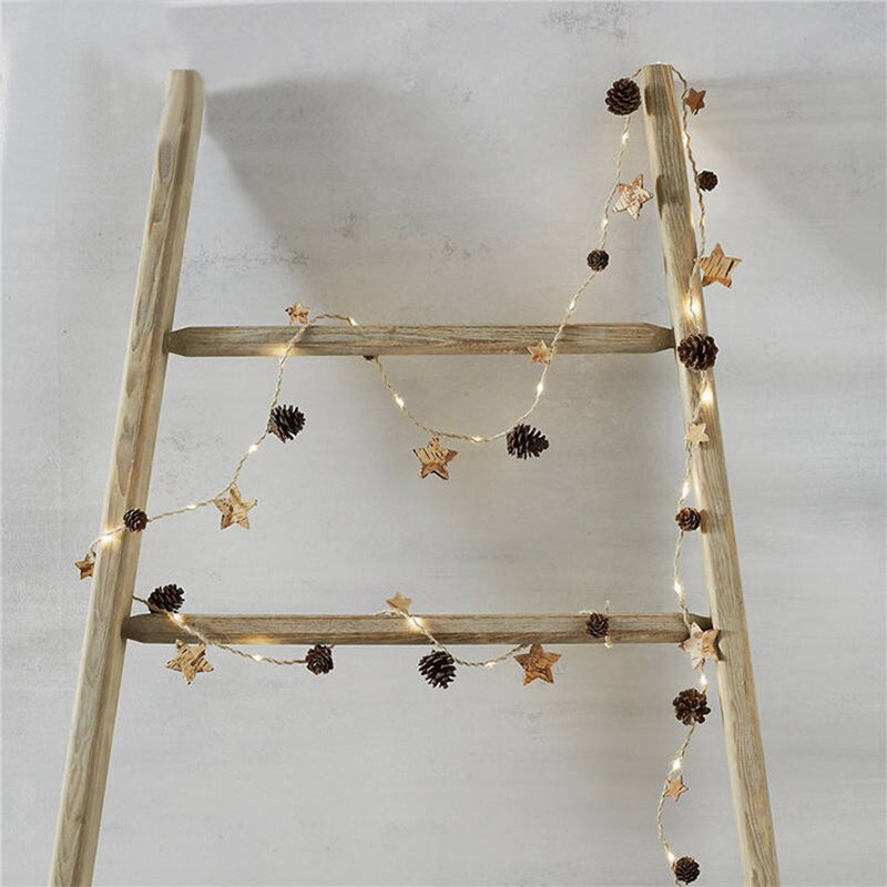 Led String Lights Christmas Decorative Outdoor Bedroom DIY Garland Fairy Lights 2m 20 Led Copper Wire Pine Cone Flowers