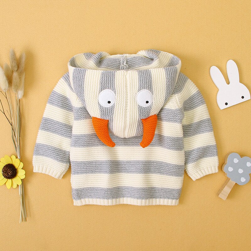 0-24M Newborn Baby Sweater Kid Boy Girl Knitted Autumn Winter Warm Hooded Cardigan Sweater Cute Sweet Animal Outfit