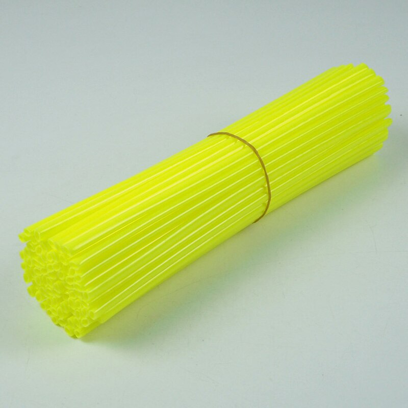 Llanta de rueda de motocicleta de 24cm, tubo fluorescente de radios, cubierta protectora de rueda de moto de cross, radios decorativos, 72 unids/set por juego: YELLOW