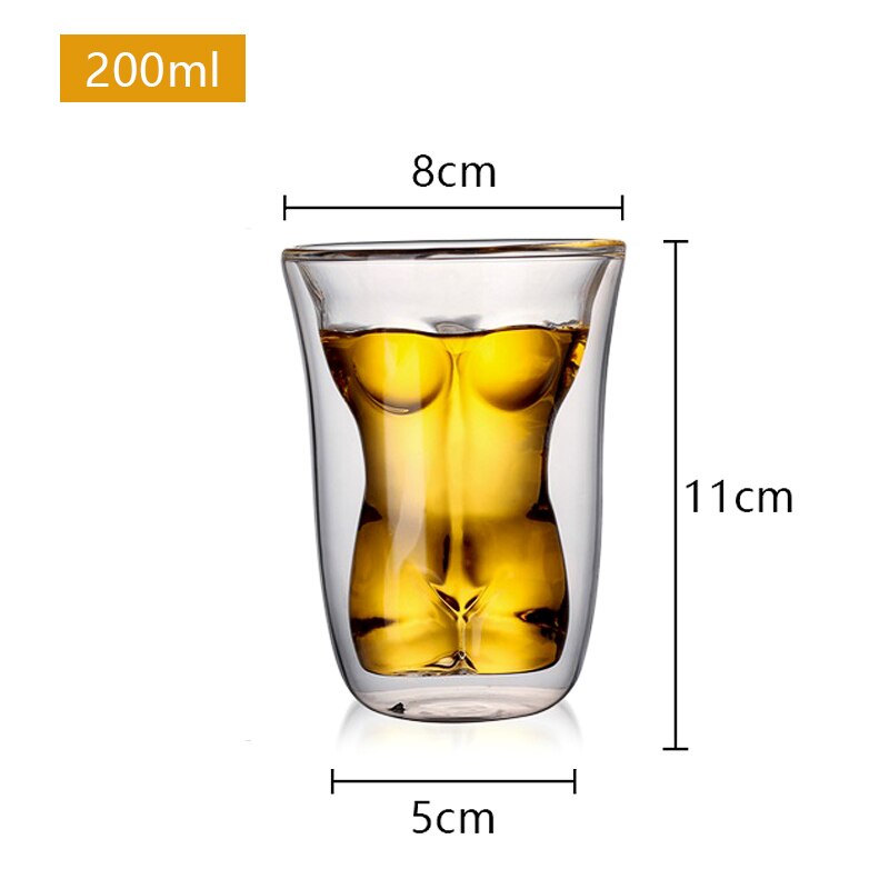 Heat Resistant Double Wall Glass Cup Coffee Mug Double Layer Reusable Carafe For Juice Milk Tea Beer Wine Beverage Latte Dessert: 200ML CB246-C