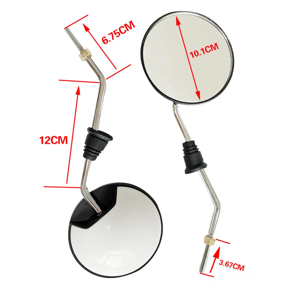 Par motorcykel backspeglar moped skoter motorcykel sidospegel rund medurs 8mm 360 grader konvex speglar