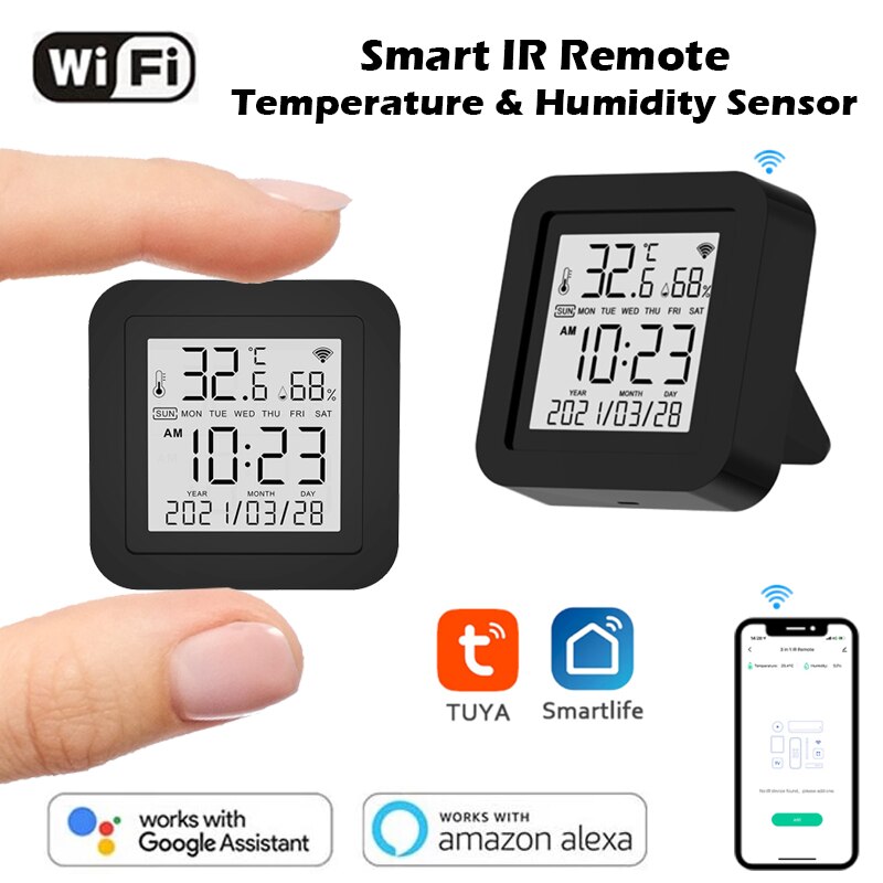 Tuya Smart Wifi IR Remote Control With Temperature and Humidity Sensor with LCD Screen Works With Alexa and Google Assistant