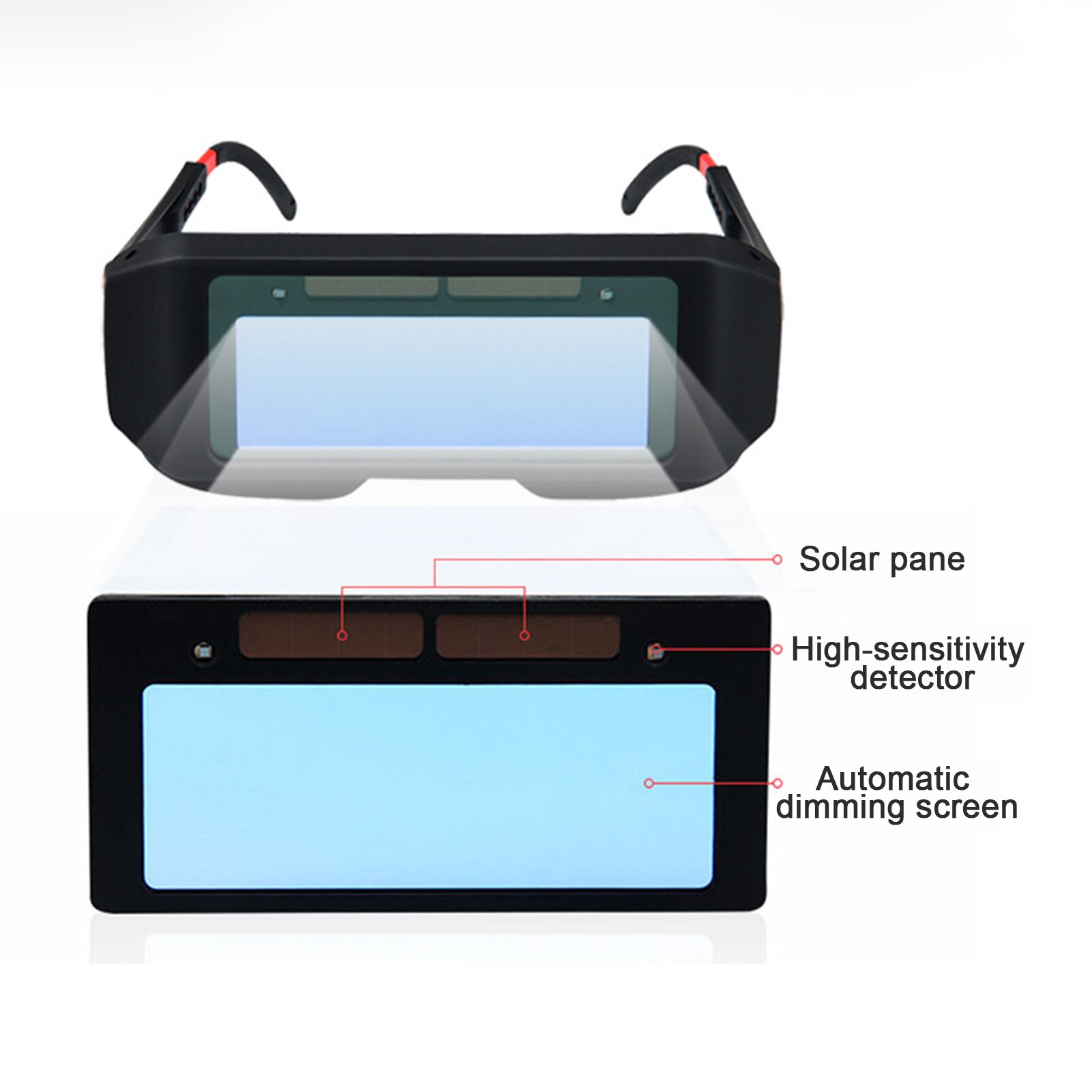Solar Powered Auto Darkening Electric Welding Glasses Anti-UV Protective Lens Goggles Eyewear Welding Helmet Cap for Soldering