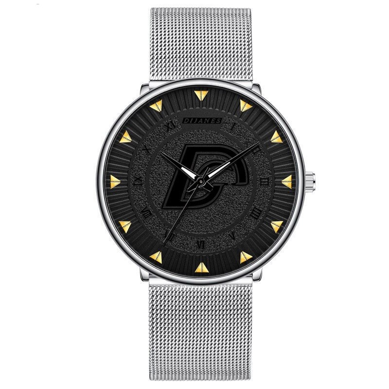 Minimalistische Mannen Mode Ultra Dunne Horloges Eenvoudige Mannen Business Roestvrijstalen Gaas Riem Quartz Horloge Relogio Masculino: M Silver Black